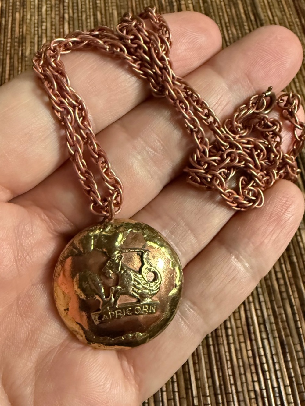 Rafael Canada Capricorn Necklace Mixed Metals Copper Brass Brutalist Alfandary